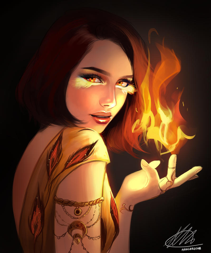 Фото Девушка с огнем над рукой, by HalChroma