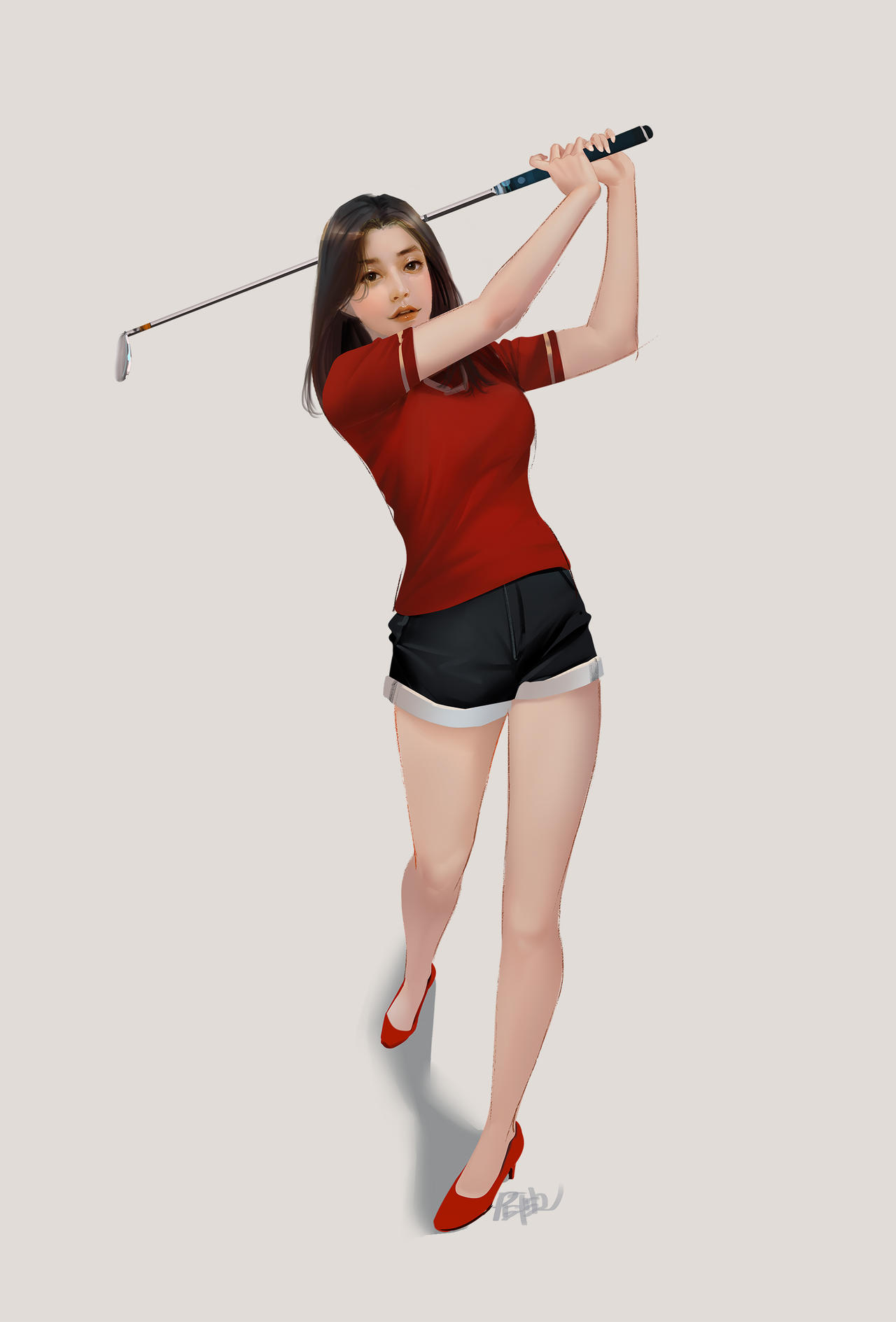 Фото Девушка с клюшкой для гольфа