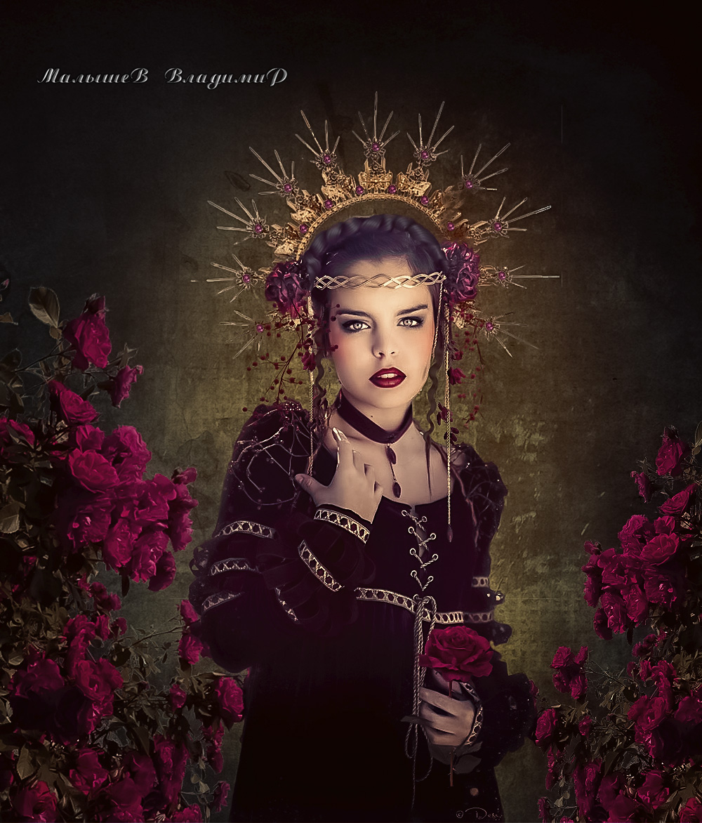 Фото Девушка с цветком и короной