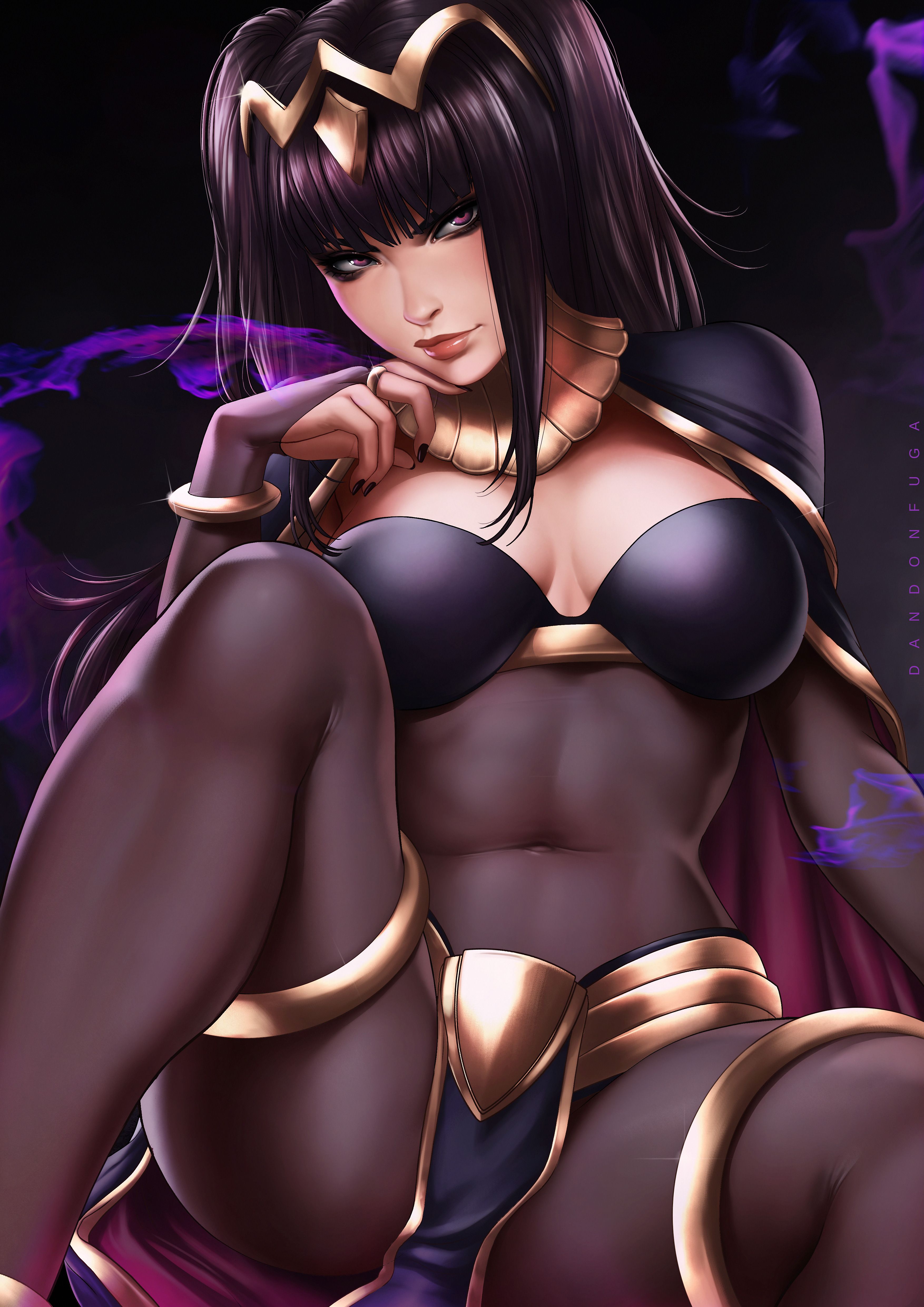 Фото Tharja / Тарья персонаж игры Fire Emblem / Эмблема Огня сидит с рукой у лица