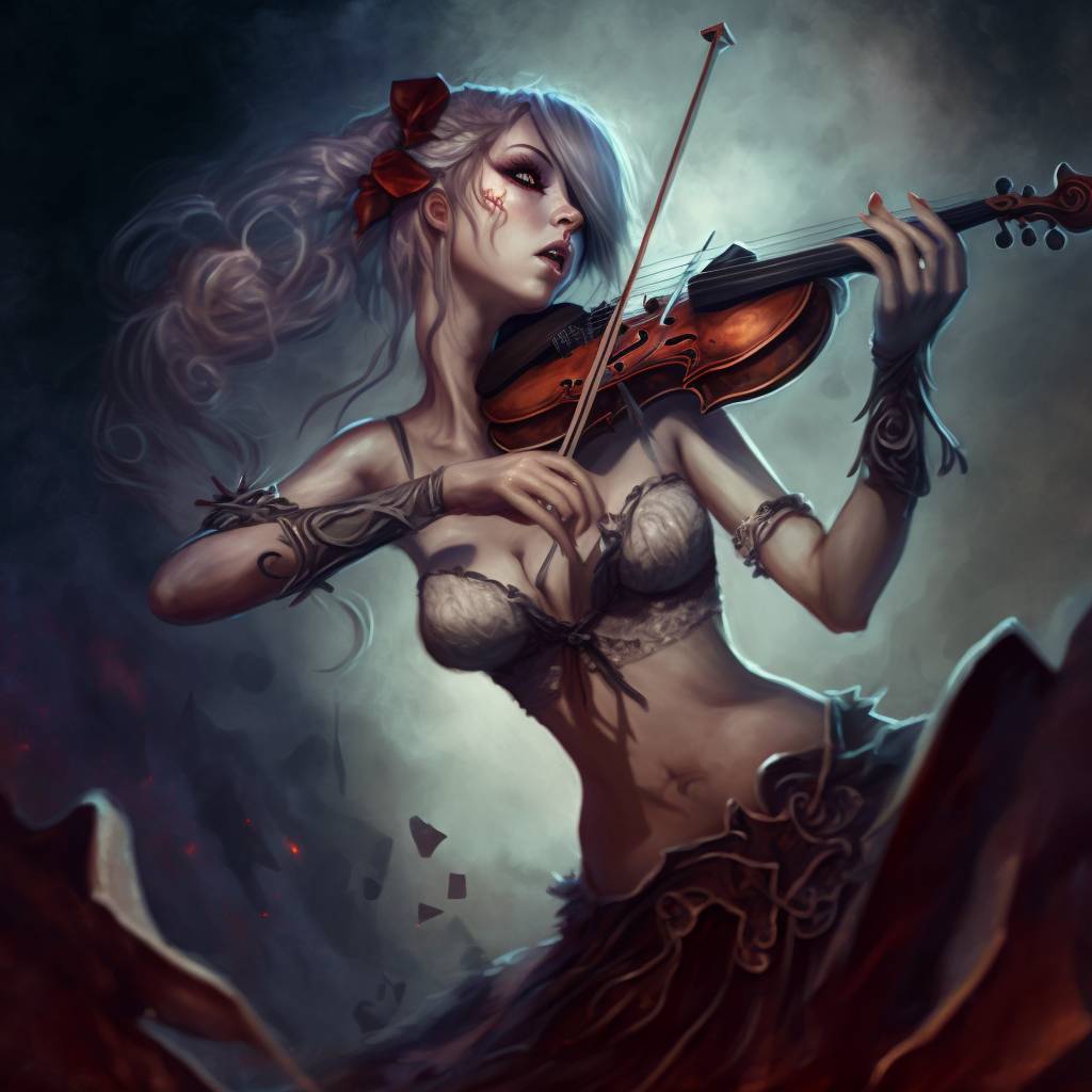 Фото Девушка в юбке играет на скрипке