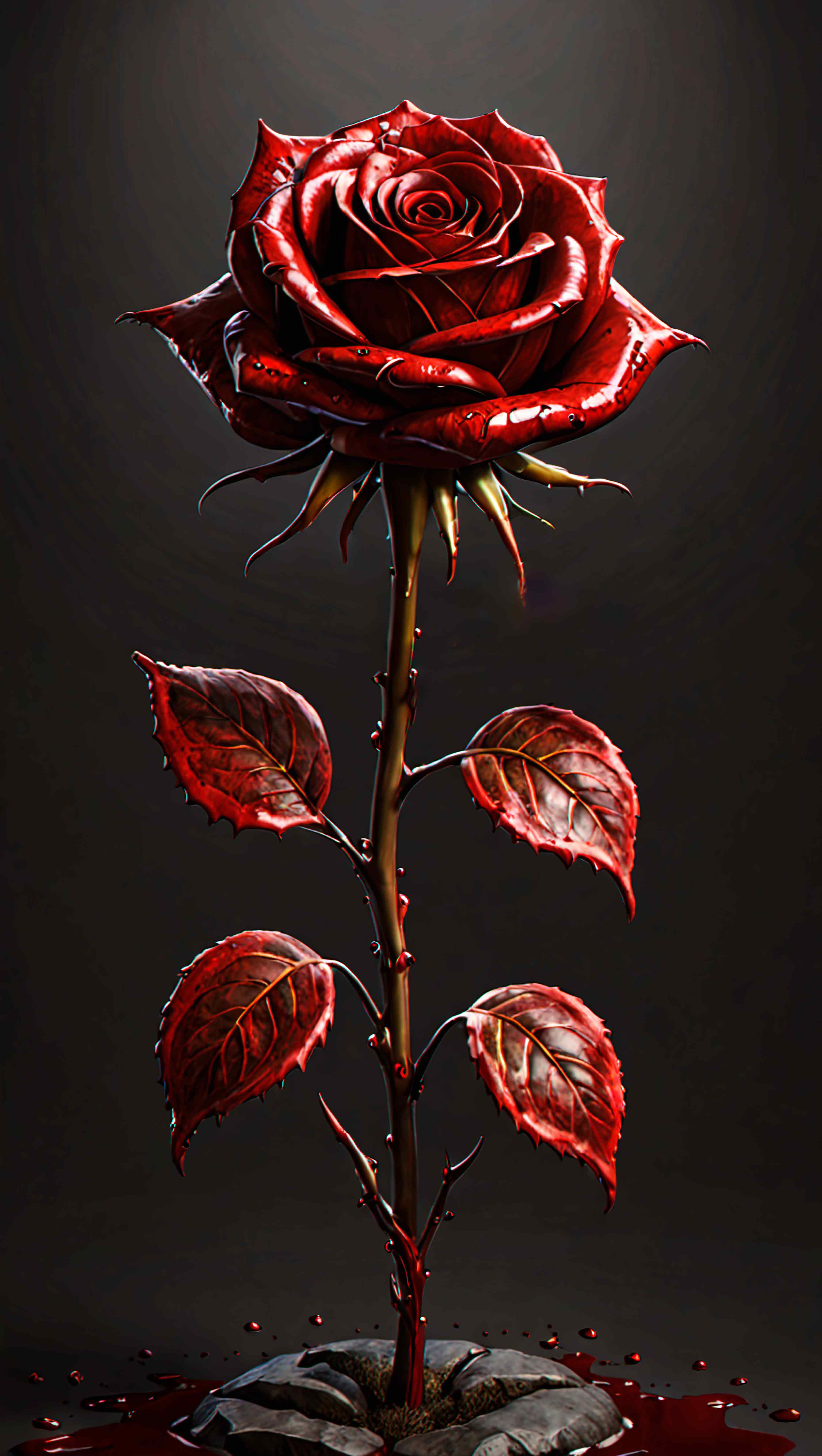 Фото Кровавая роза на черном фоне