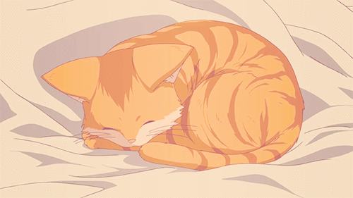 Анимация Полосатый кот спит, гифка
