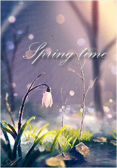 Анимация Первый белый подснежник зацвел у ручья, Spring time, by Sylar113, гифка Первый белый подснежник зацвел у ручья, Spring time, by Sylar113