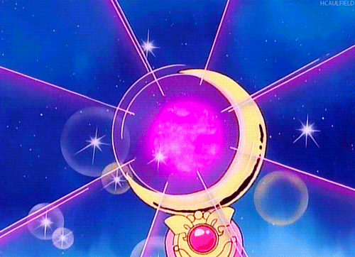 Анимация Сверкающие блики с лилового шара, находящегося внутри полумесяца, являющегося частью броши, гифка Сверкающие блики с лилового шара, находящегося внутри полумесяца, являющегося частью броши