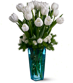 Анимация Букет белых тюльпанов в вазе, гифка Букет белых тюльпанов в вазе