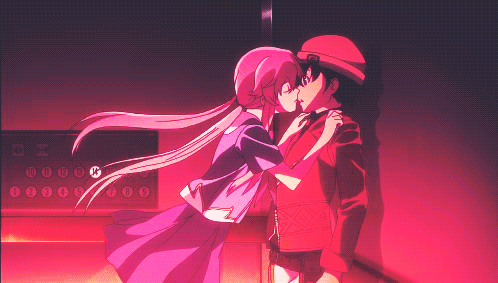 Анимация Gasai Yuno / Гасай Юно и Yukiteru Amano / Юкитэру Амано из аниме Mirai Nikki / Дневник будущего, гифка Gasai Yuno / Гасай Юно и Yukiteru Amano / Юкитэру Амано из аниме Mirai Nikki / Дневник будущего