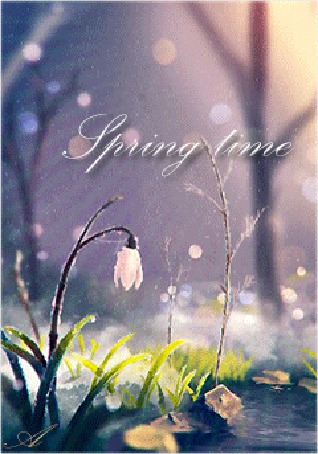 Анимация Первый белый подснежник зацвел у ручья, Spring time, by Sylar113