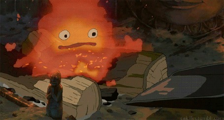 Анимация Кальцифер из аниме Howls Moving Castle / Ходячий замок Хаула