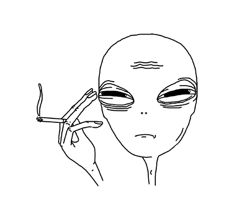 Анимация Инопланетянин с сигаретой, гифка Инопланетянин с сигаретой