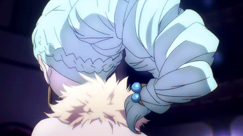 Анимация Нона / Nona из аниме Смертельный парад / Death Parade кружится, из земли появляется платформа, гифка Нона / Nona из аниме Смертельный парад / Death Parade кружится, из земли появляется платформа