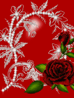 Анимация Красные розы на красном фоне, гифка Красные розы на красном фоне