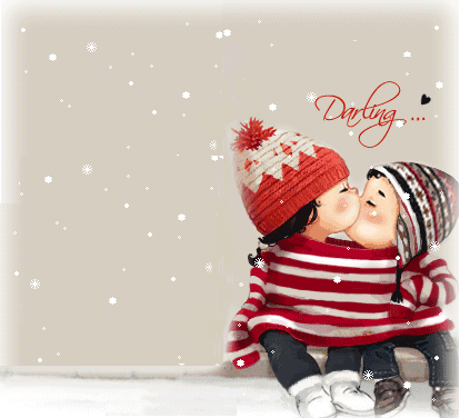 Анимация Двое влюбленных деток под снегом (Darling / Дорогой), гифка Двое влюбленных деток под снегом (Darling / Дорогой)