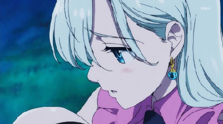 Анимация Грустная Элейн / Elaine из аниме Семь смертных грехов / The Seven Deadly Sins / Nanatsu no Taizai что-то говорит