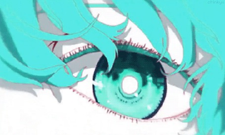 Анимация Голубой глаз Вокалоида Мику Хатсуне / Vocaloid Miku Hatsune из клипа Rolling girl / Одинокая девочка