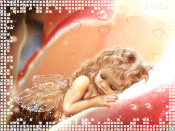 Анимация Девочка-эльфина спит в середине цветка, вокруг маленьких сердечек, автор DiZa, гифка Девочка-эльфина спит в середине цветка, вокруг маленьких сердечек, автор DiZa