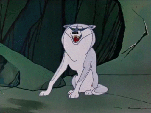 Анимация Белый волк Акела. (фрагмент из мультипликационного сериала Маугли), гифка Белый волк Акела. (фрагмент из мультипликационного сериала Маугли)