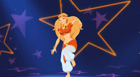 Гиф анимация Настасья Филиповна из мультфильма Три богатыря танцует  восточный танец, страница