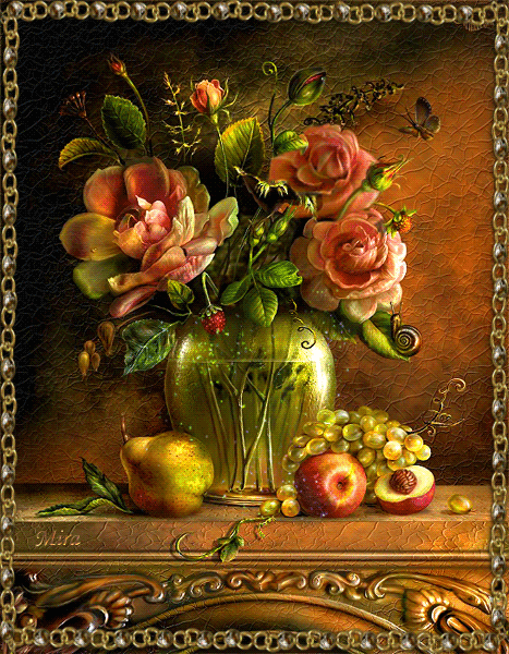 Анимированная открытка Цветы цветы натюрморт