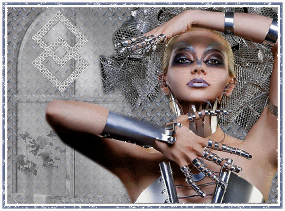 Анимация Гламурная девушка в украшениях под металику, гифка Гламурная девушка в украшениях под металику