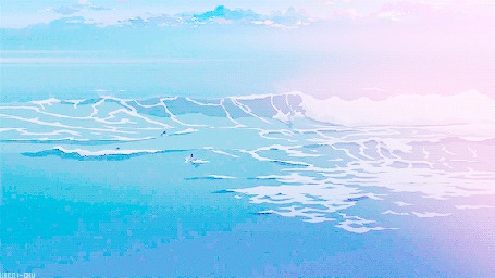 Анимация Люди купаются в море
