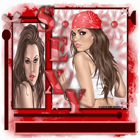 Анимация Две девушки, на мерцающем цветочном фоне LindacuDanita SEXY