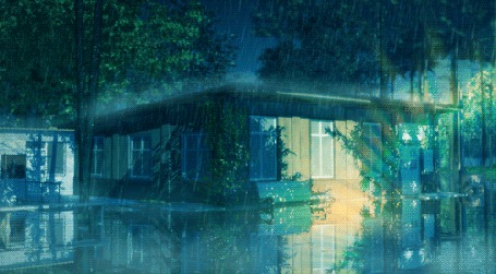 Анимация Медленно идущий дождь на улице