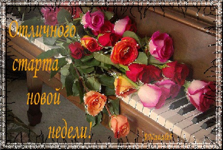 Анимация Цветы на рояле / отличного старта новой недели / s. natalis/