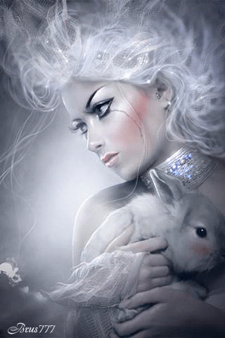 Анимация Красивая девушка на светло-сером фоне с зайчиком на руках, Brus777, гифка Красивая девушка на светло-сером фоне с зайчиком на руках, Brus777