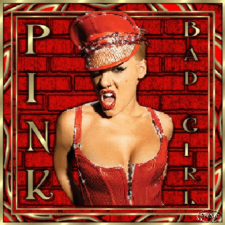 Анимация Гламурная девушка в красном, певица Pink (PINK BAD GIRL / Пинк плохая девочка)