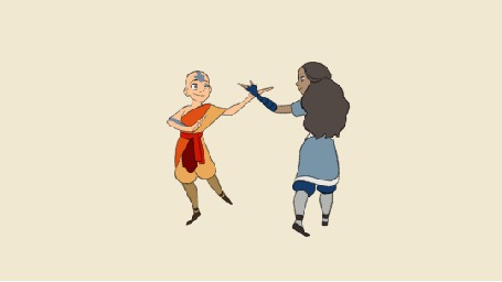 Анимация Aang / Аанг и Katara / Катара из мультсериала Avatar: The Last Airbender / Аватар: Легенда об Аанге