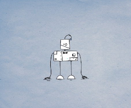 Анимация Танцующий робот на сером фоне