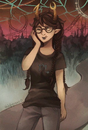 Анимация Vriska Serket / Вриска Серкет из вэб-комикса Хоумстак / Homestuck с дредами, арт / art by thiefofstars