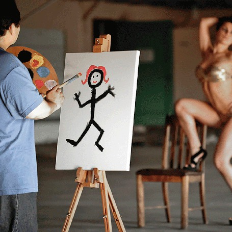 Анимация Художник рисует девушку