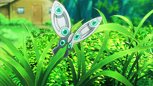 Анимация Бабочка на траве, гифка Бабочка на траве