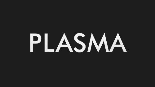 Анимация На черном фоне надпись PLASMA (плазма), которая исчезает, гифка На черном фоне надпись PLASMA (плазма), которая исчезает