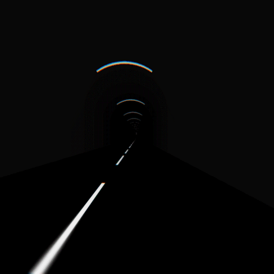 Анимация Дорога в туннеле с разделительной полосой, гифка Дорога в туннеле с разделительной полосой