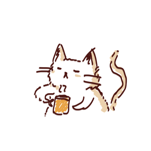 Анимация Нарисованный котенок пьет чай, гифка Нарисованный котенок пьет чай