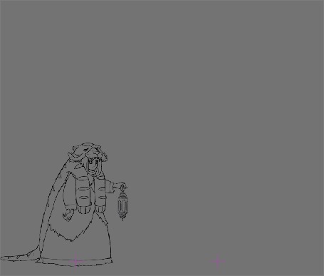 Анимация Появляющийся огненный тигр перед девушкой в накинутой тигриной шкуре с фонариком в руке