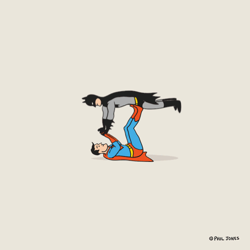 Анимация Superman batman / супермен занимается спортом, гифка Superman batman / супермен занимается спортом
