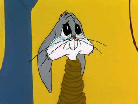 Анимация Кролик bugs bunny плачет, мультик looney tunes