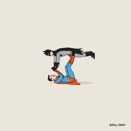 Анимация Superman batman / супермен занимается спортом