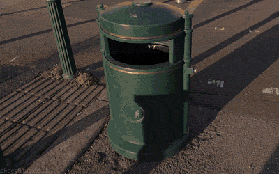 Анимация Оптическая иллюзия с мусорной урной, гифка Оптическая иллюзия с мусорной урной