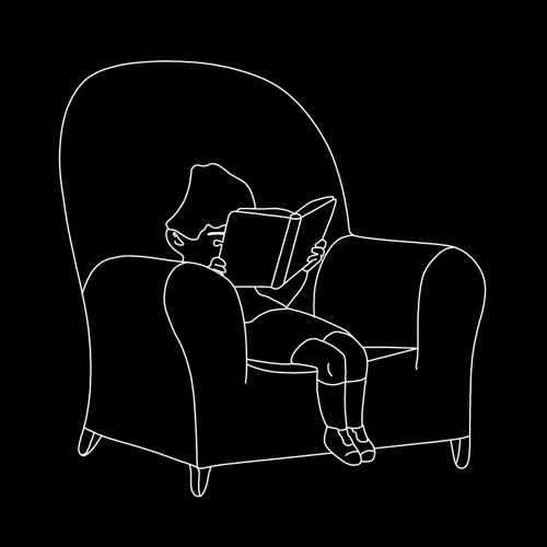 Анимация Мальчик с книгой в руках, не находит себе места в кресле, гифка Мальчик с книгой в руках, не находит себе места в кресле