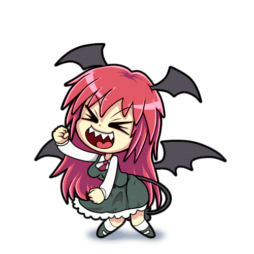 Анимация Koakuma / Коакума танцует на месте на белом фоне, гифка Koakuma / Коакума танцует на месте на белом фоне