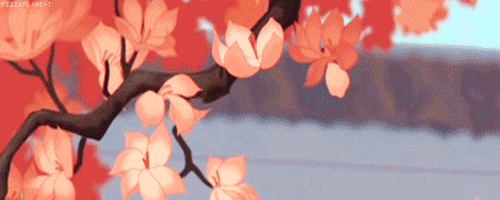 Анимация Летящие весенние цветы, гифка Летящие весенние цветы