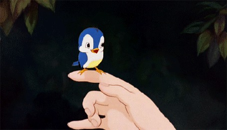 Анимация На руке Белоснежки сидит птичка, Disney Princess Snow White