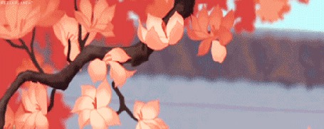Анимация Летящие весенние цветы