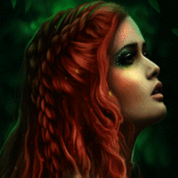 Анимация Рыжеволосая девушка на зеленом фоне, by Orsana, гифка Рыжеволосая девушка на зеленом фоне, by Orsana