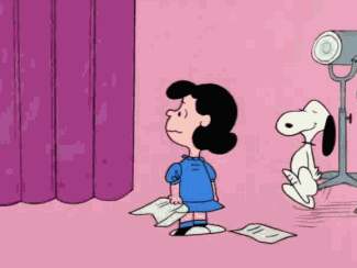 Анимация Собака прыгает девушке на голову, Lucy and Snoopy / Люси и Snoopy, гифка Собака прыгает девушке на голову, Lucy and Snoopy / Люси и Snoopy
